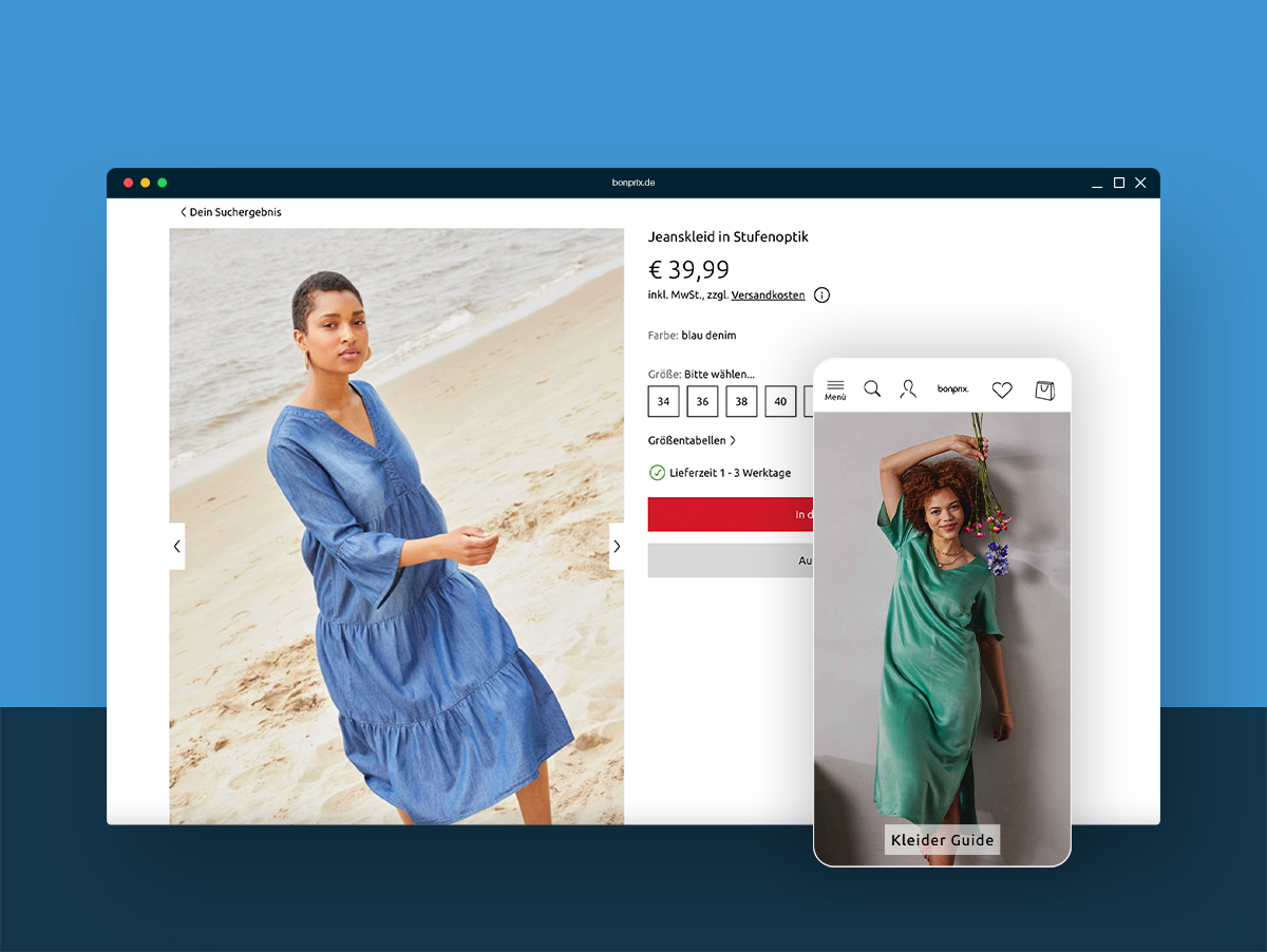 Individuelle E-Commerce-Lösung | E-Commerce | hmmh Screenshot einer individuellen E-Commerce-Lösung für einen Modeshop
