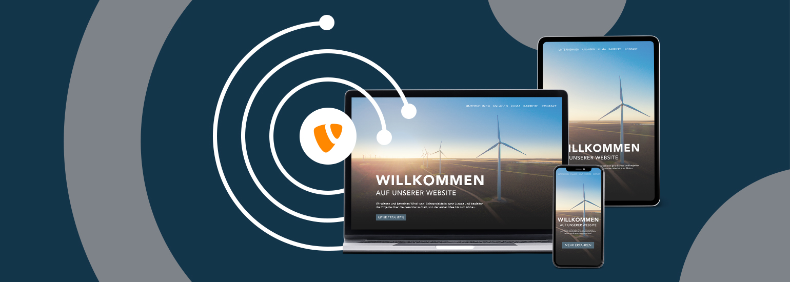 Typo3: Dynamische Kreiselemente führen zu einer Willkommens-Website auf unterschiedlichen Devices